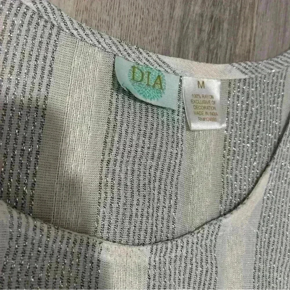 Vintage Dia Women’s Maxi Swim Cover Sheer White Silver Stripe Size M - Picture 2 of 10